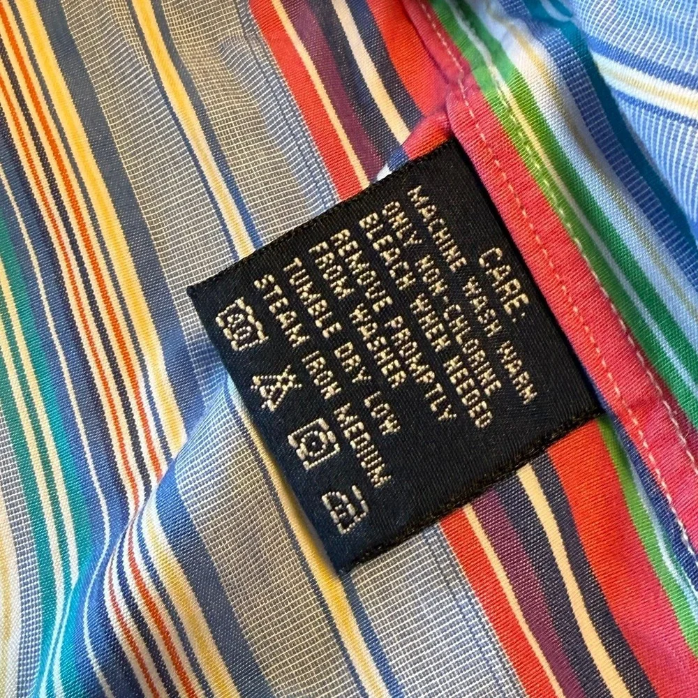 Ralph Lauren Slim Fit Button Down Shirt Multicolor Stripe Pony Logo Mens